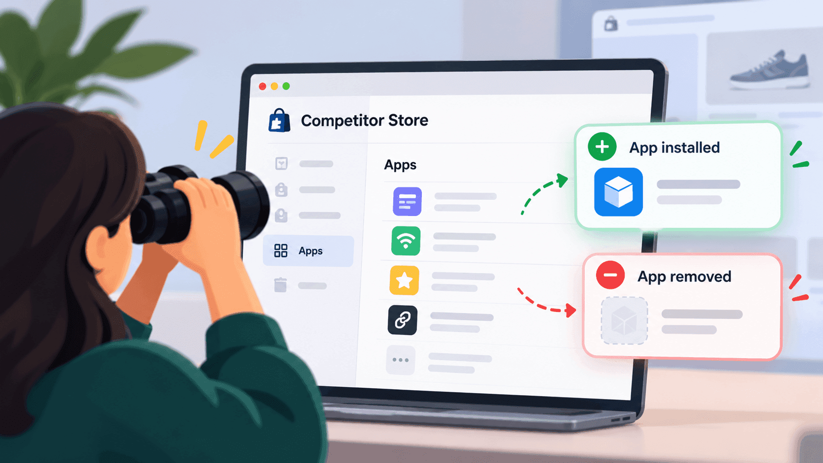 a woman taking a picture at shopify store