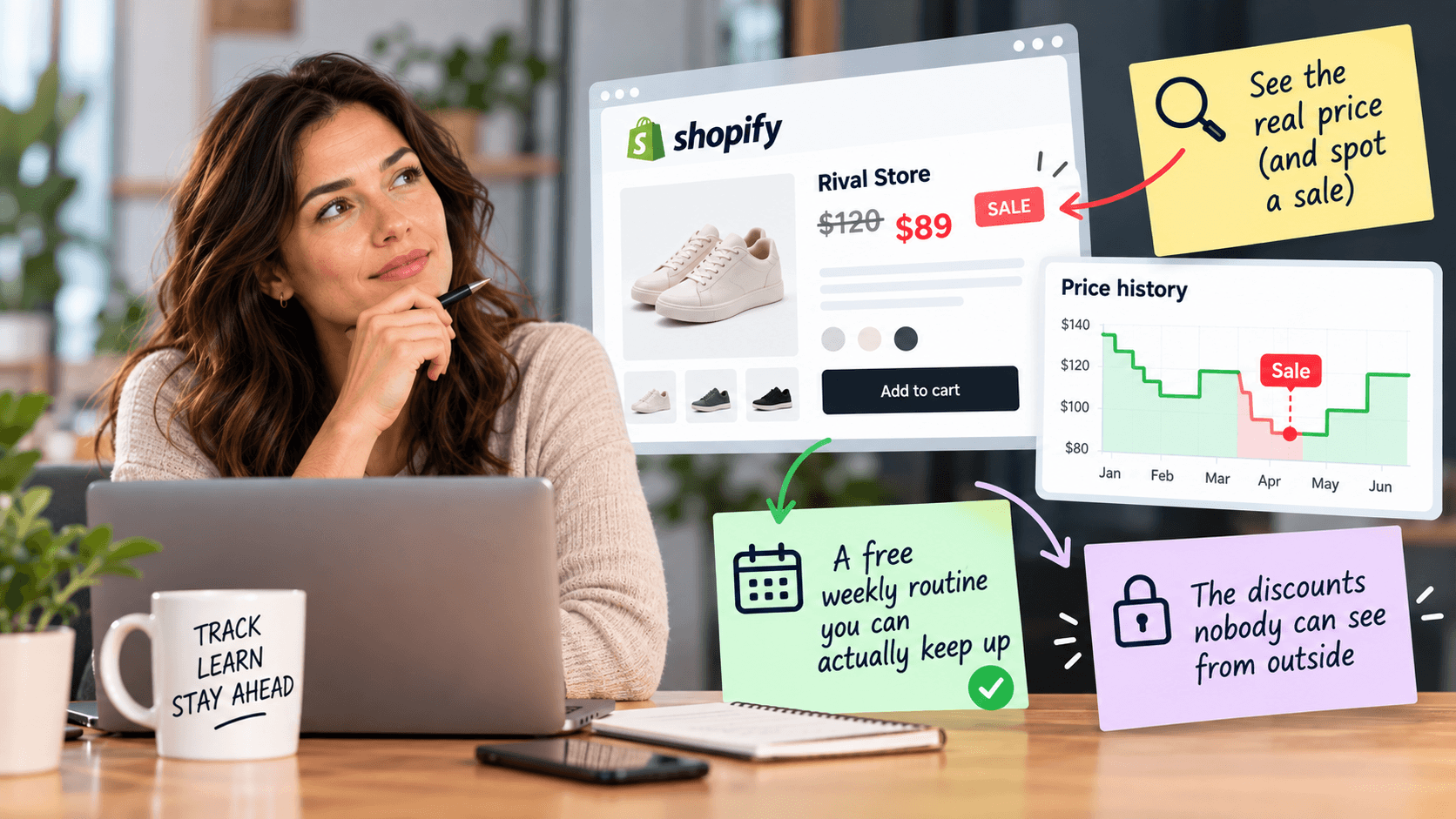 a woman thinking about shopify